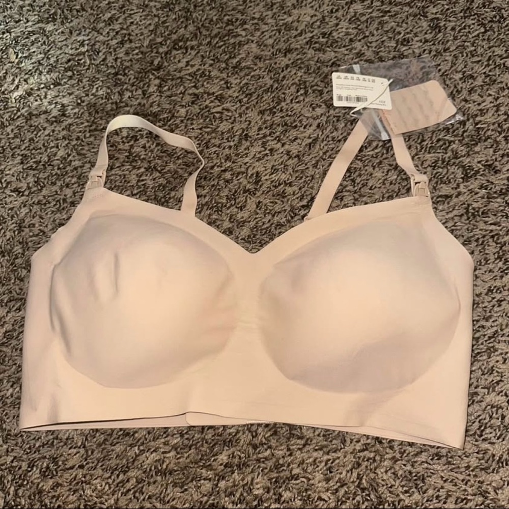 Cream Wireless nursing Bra with Adjustable Straps